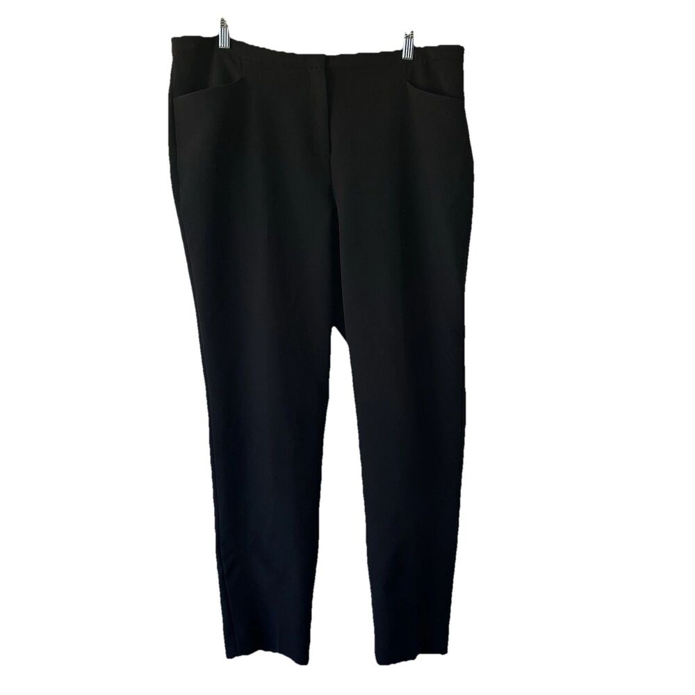 Vince Camuto Dress Slacks Black Flat Front Pants Size 14 Hemmed Front Pockets